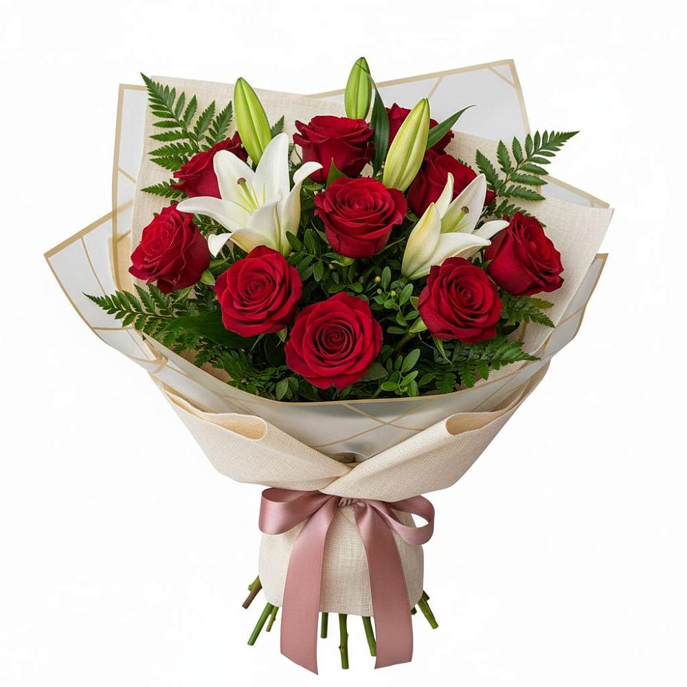 Букет цветов из: Лилии и Розы в Южно-Сухокумске