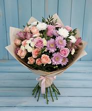 Букет цветов из:  Хризантемы, Розы и Альстромерии #REPLACE_PRED# Южно-Сухокумске